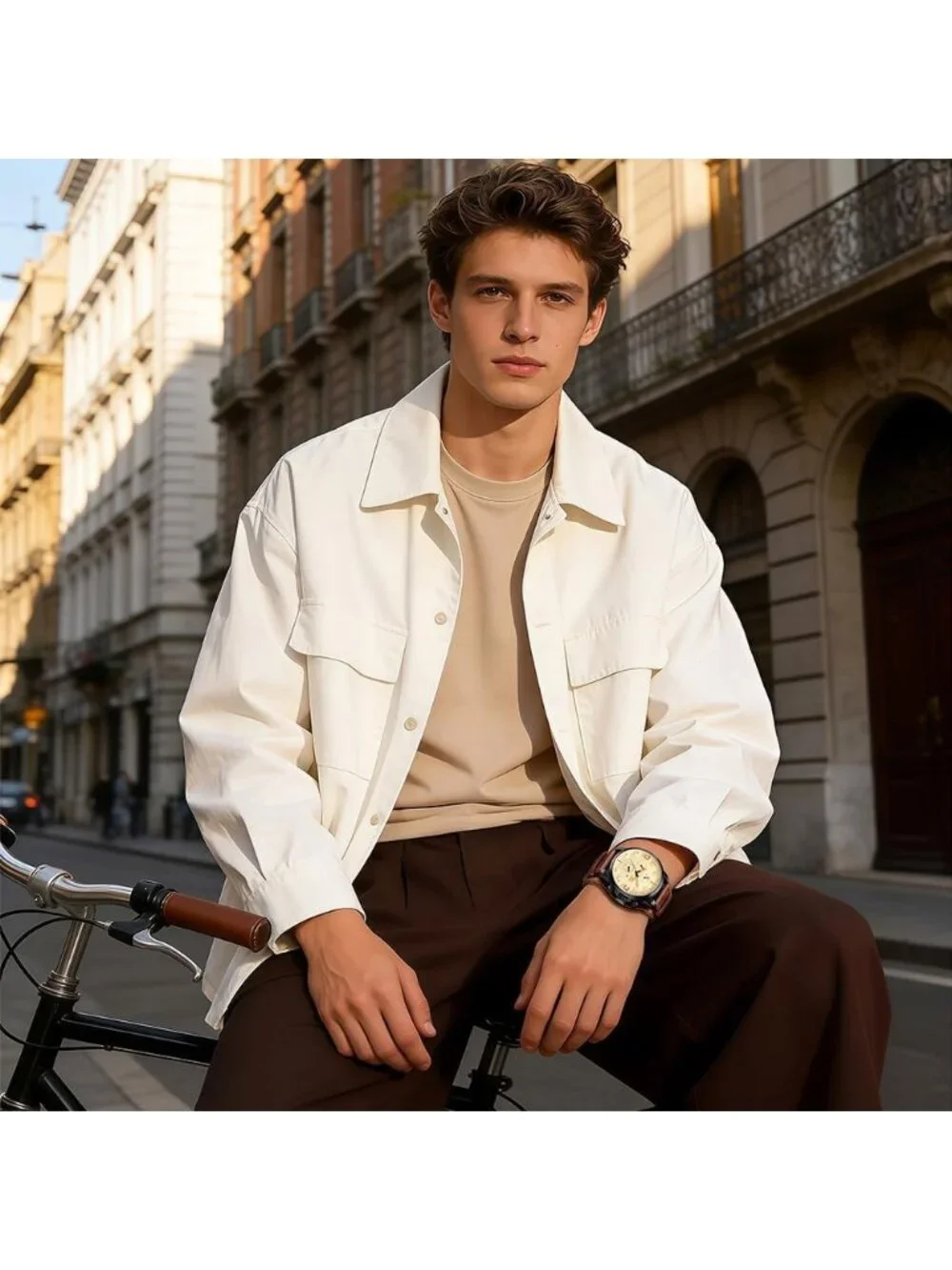 Men's Brown Casual Big Face Chronograph Waterproof Dress Multifunction Watches